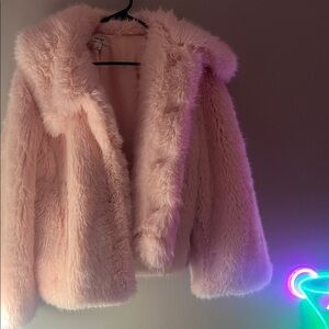Women's Pink Faux Fur Jacket